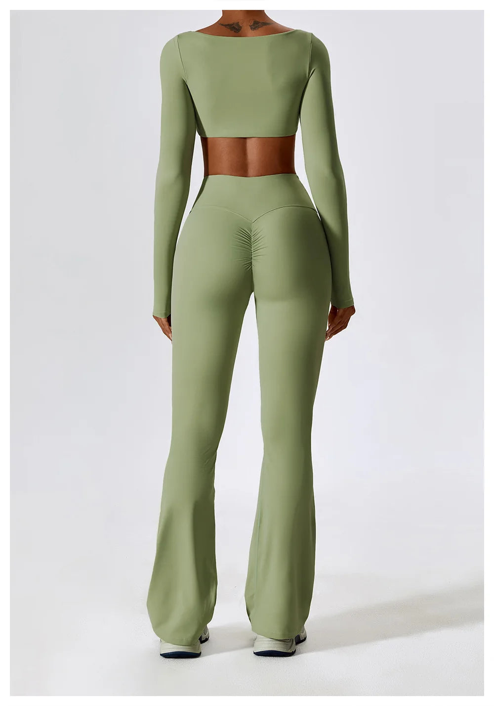 LONG SLEEVE CROP BEAN GREEN