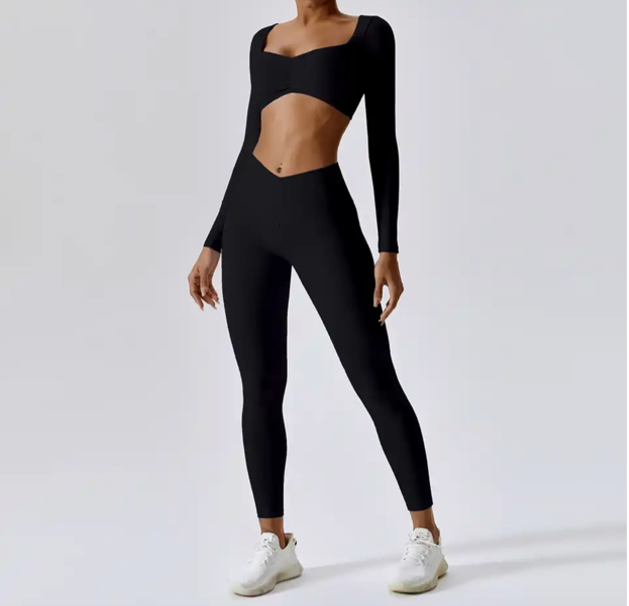 Impact Pants Black activewear pants with crossover waistband MOVE ATTIRE