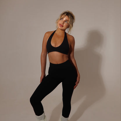 Halter Crop - Black