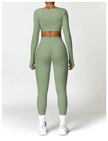 ELEVATE LONG SLEEVE CROP AND PANT 2PCS SET