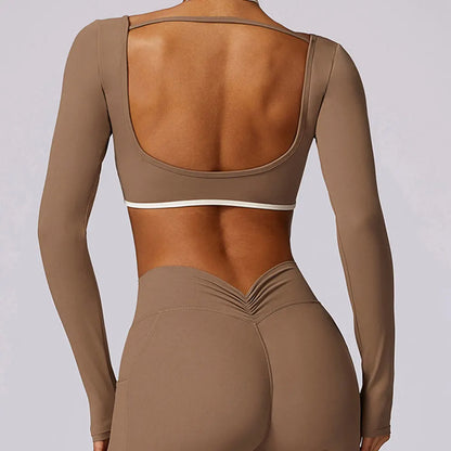 AURA LONG SLEEVE CROP MOCHA