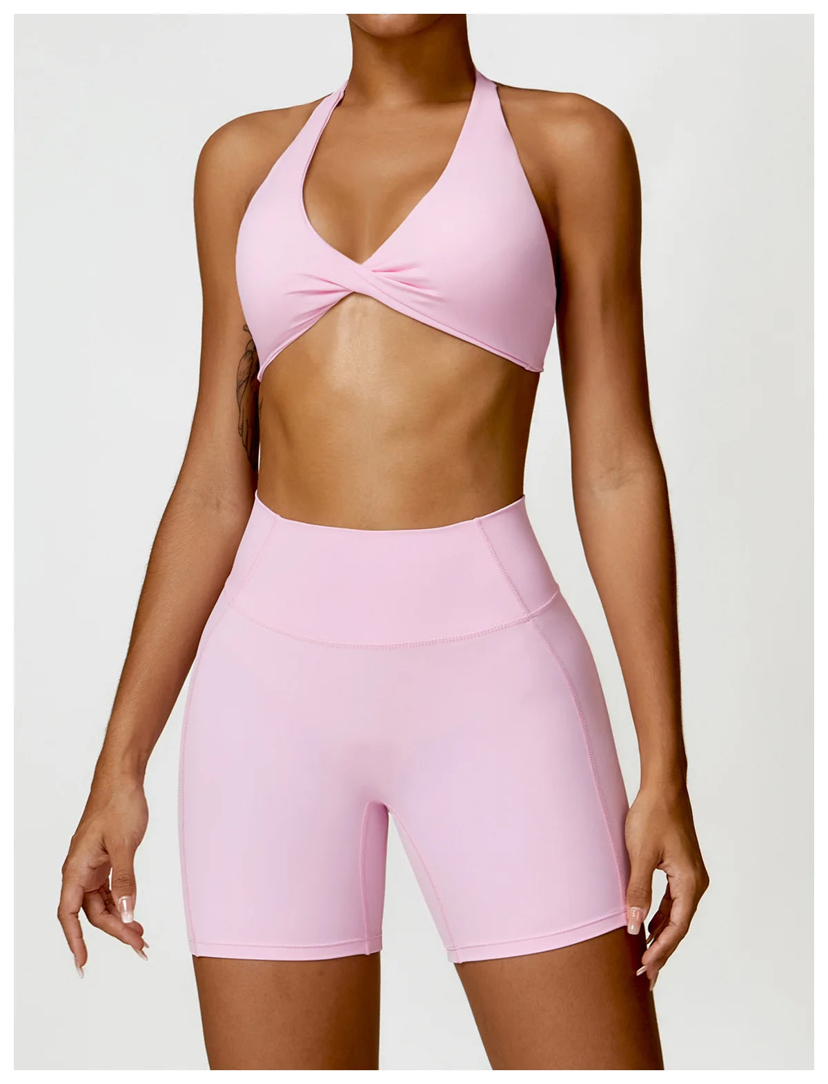 TWIST HALTER CROP PINK