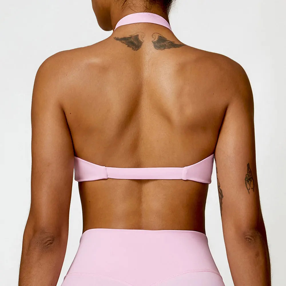 TWIST HALTER CROP PINK