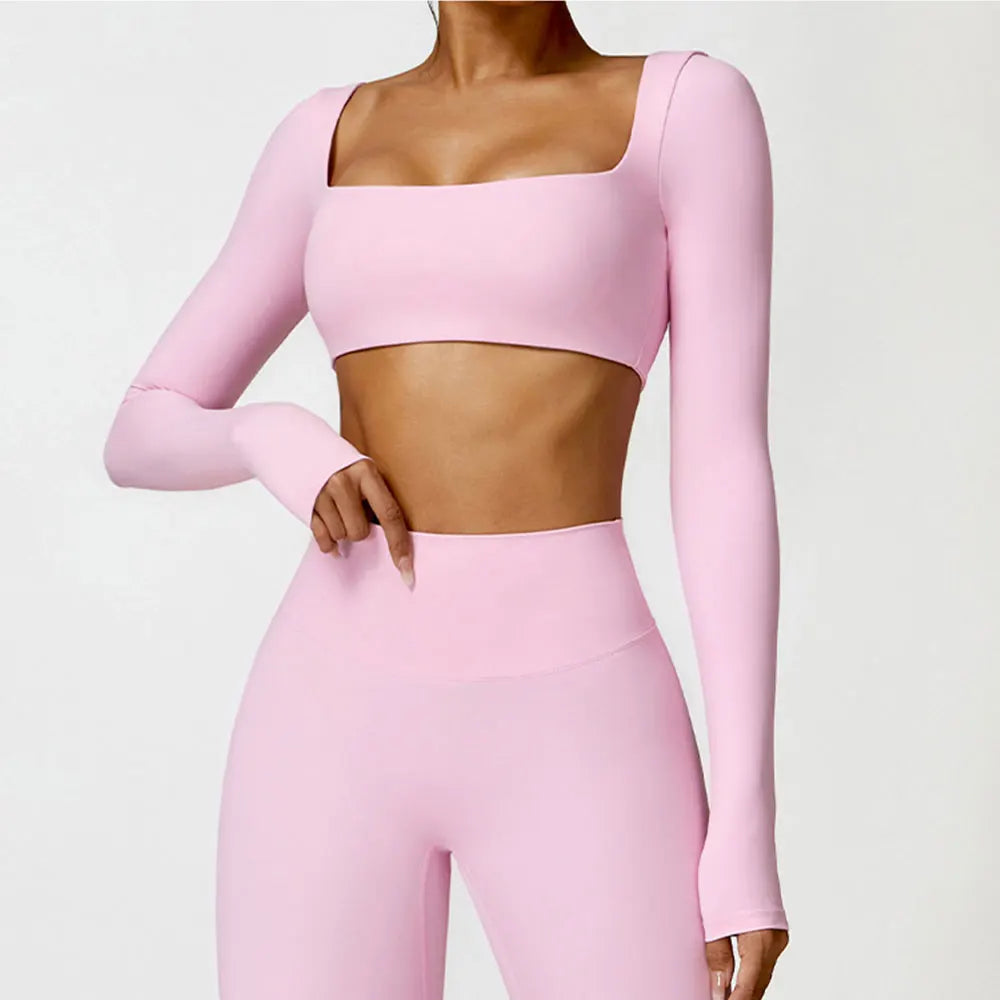 ELEVATE LONG SLEEVE CROP PINK