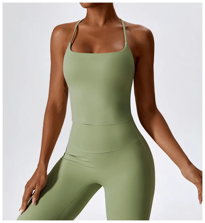 CROSS BACK TANK BEAN GREEN