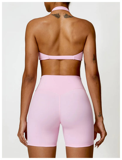 TWIST HALTER CROP PINK