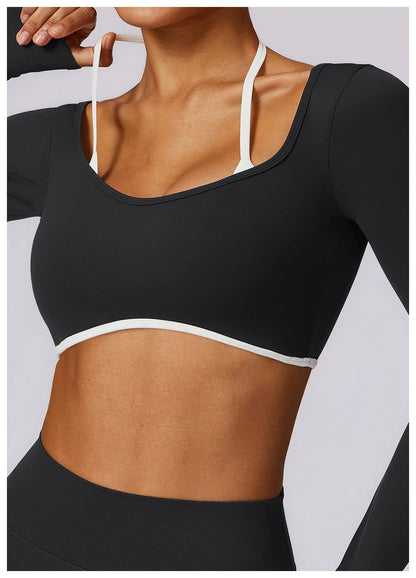 AURA LONG SLEEVE CROP BLACK