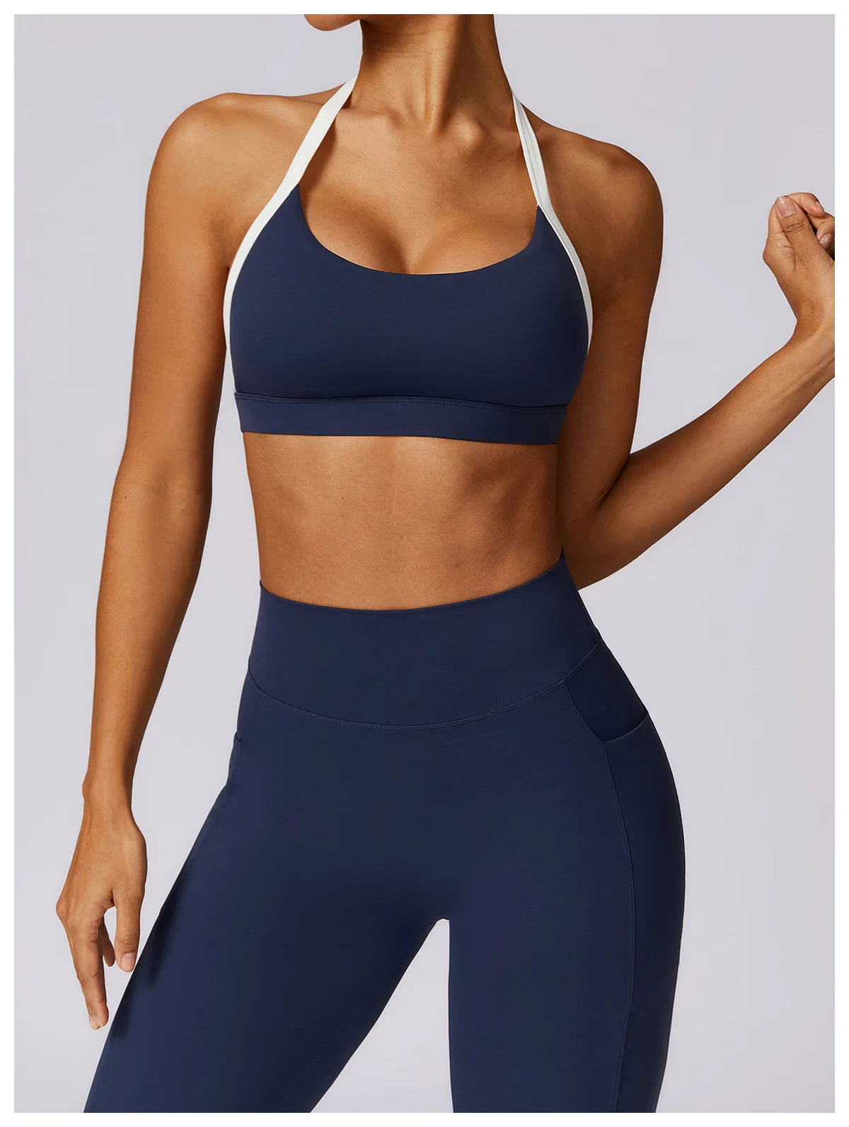 AURA HALTER BRA EMBLEM BLUE