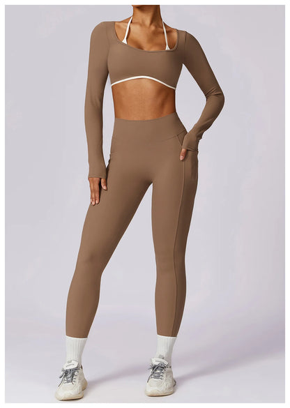 AURA LONG SLEEVE CROP MOCHA