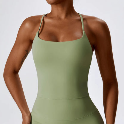 CROSS BACK TANK BEAN GREEN