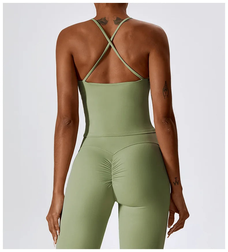 CROSS BACK TANK BEAN GREEN