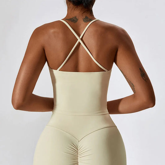 CROSS BACK TANK OAT APRICOT