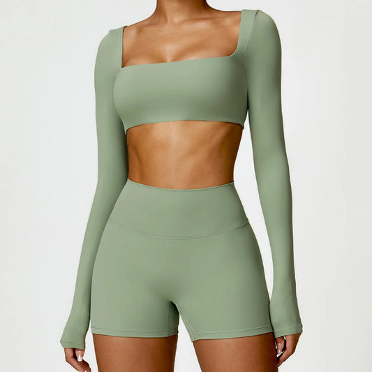 ELEVATE LONG SLEEVE CROP GREEN