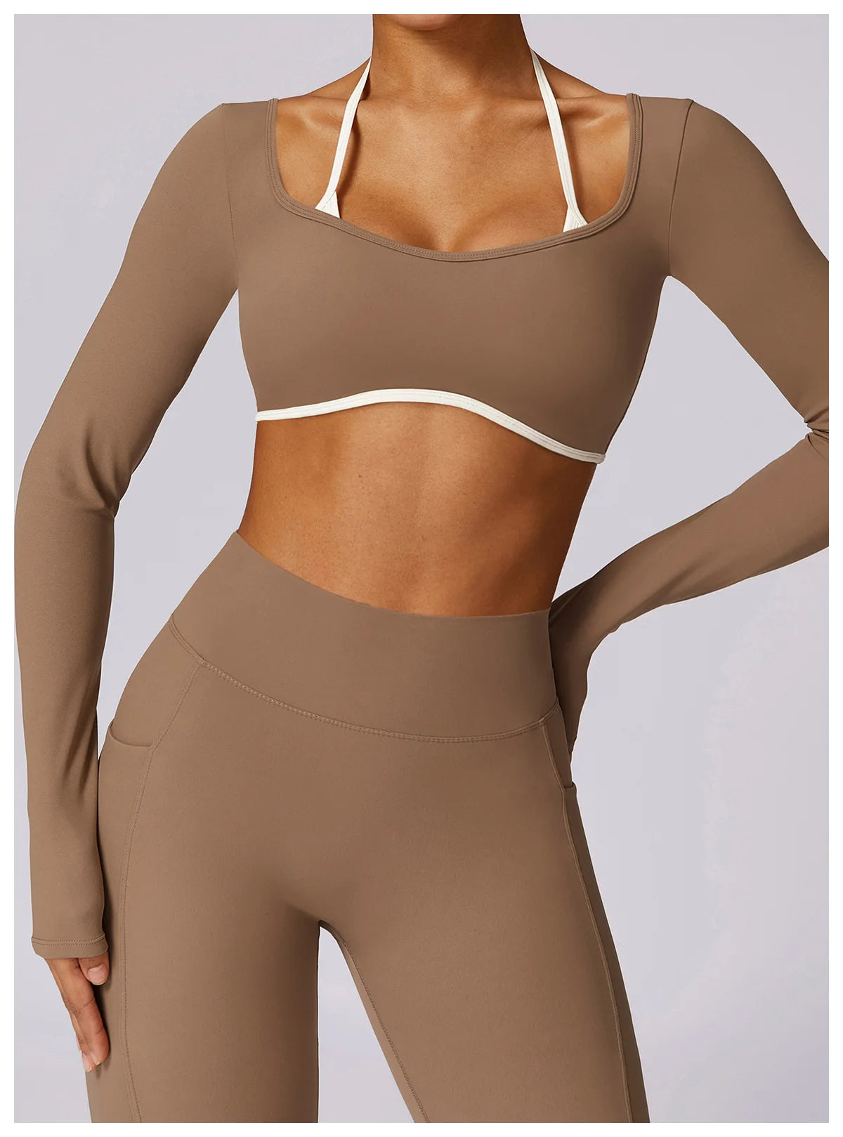 AURA LONG SLEEVE CROP MOCHA