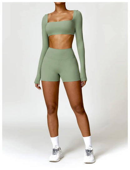 ELEVATE LONG SLEEVE CROP GREEN