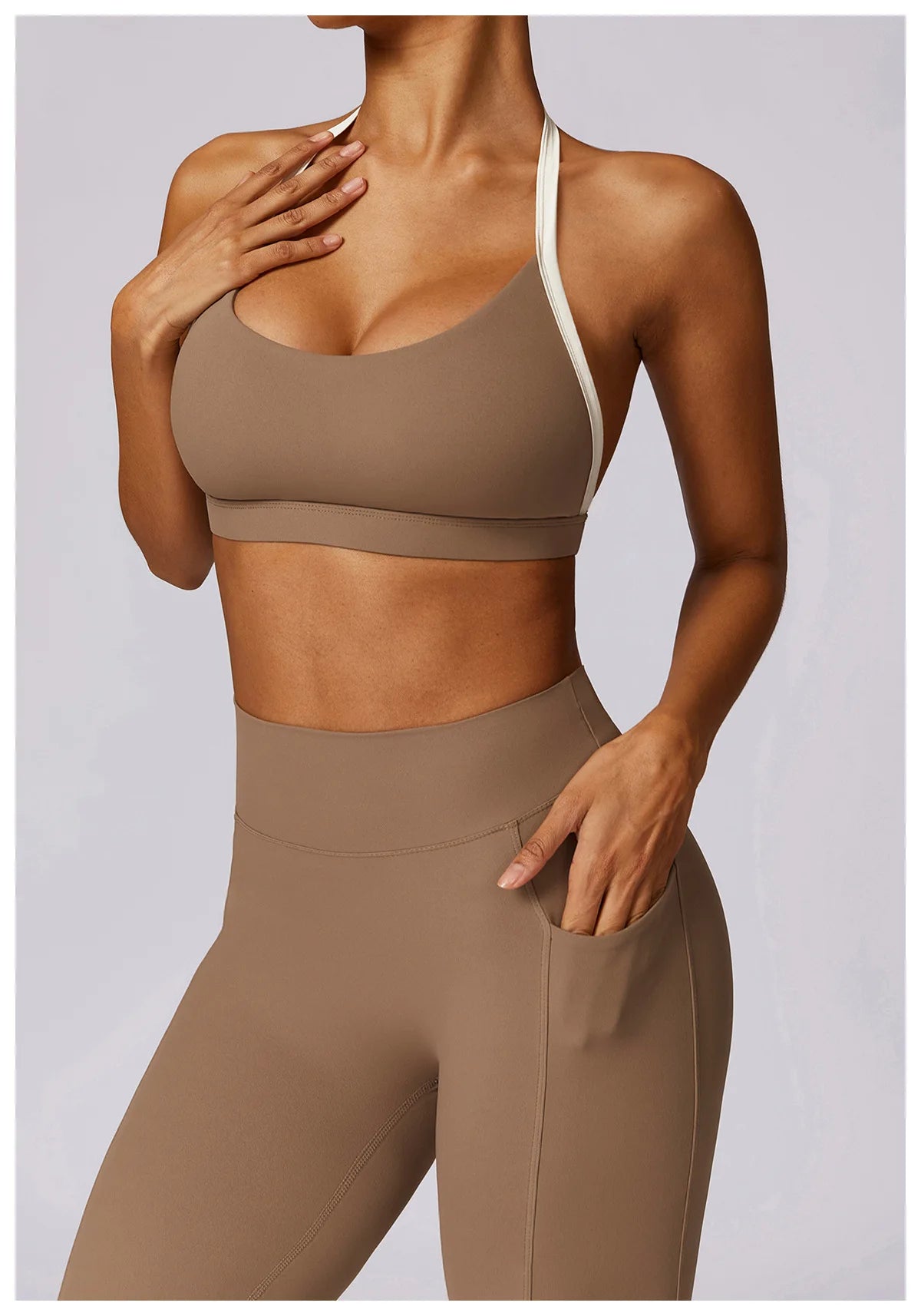 AURA HALTER BRA MOCHA