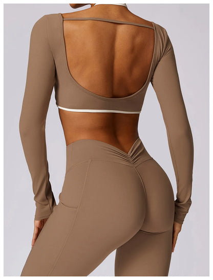 AURA LONG SLEEVE CROP MOCHA